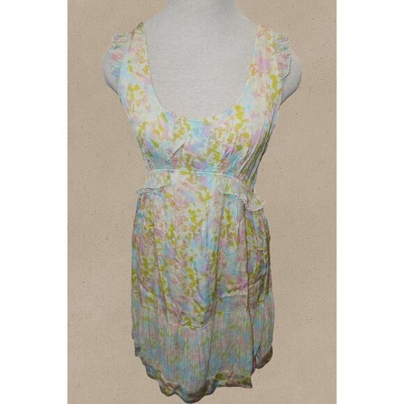 Kimchi Blue Watercolor Pastel Pleated Mini Dress – Size M – Dreamy Cottagecore - Picture 3 of 13